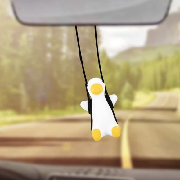 2Pcs Swinging Cute Car Ornament Duck, Car Mirror Hanging Accessories - Picture 4 of 6